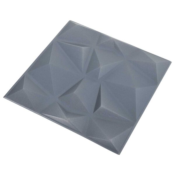 vidaXL Sienų plok&scaron;tės 12 pcs Origami Pilkas 50 x 50 cm XPS Putplastis