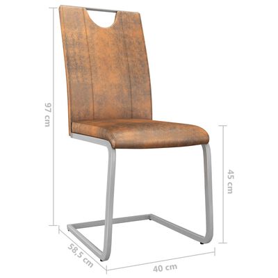 vidaXL Valgomojo kėdės, 4vnt., ruda zomša, dirbtinė oda