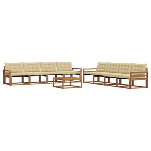 vidaXL Lauko sofos komplektas su pagalve 9 pcs Natūralus ir bežinis