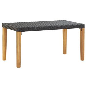 vidaXL Sodo suoliukas, juodas, 120cm, poliratanas ir akacijos masyvas