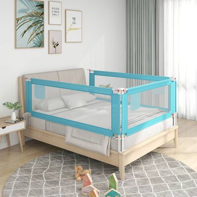 vidaXL Apsauginis turėklas vaiko lovai, mėlynas, 90x25cm, audinys