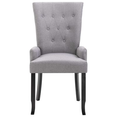 vidaXL Valgomojo kėdė su porankiais, šviesiai pilkos, audinys