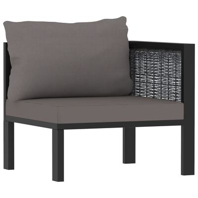 vidaXL Trivietė sofa su pagalvėlėmis, antracito spalvos, poliratanas