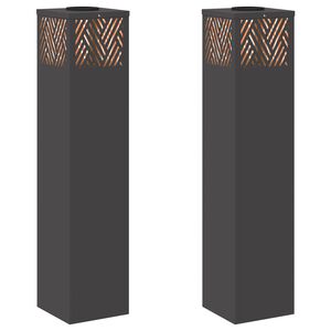 vidaXL Saulės LED &scaron;aligatvio &scaron;viesa 2 vnt. &Scaron;ilta balta 18 x 18 x 80 cm