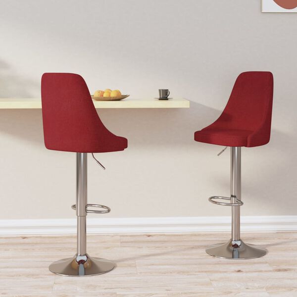 vidaXL Baro taburetės, 2vnt., raudonojo vyno spalvos, audinys