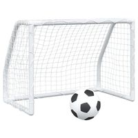 vidaXL Futbolo vartai su kamuoliu, 2vnt., balti, 64x35x48cm, metalas
