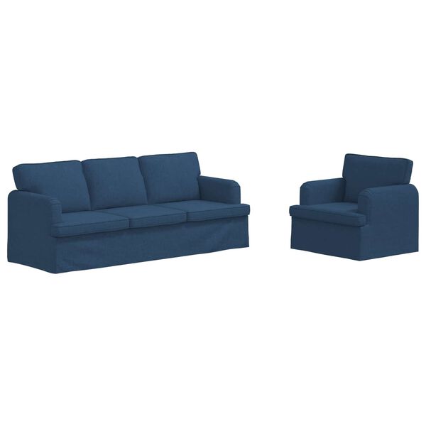 vidaXL Sofa 2 pcs Mėlyna 144 x 80 x 85 cm audinys