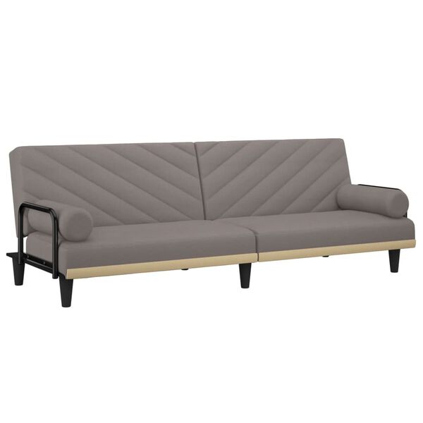 vidaXL Sofa-lova su porankiais, taupe spalvos, audinys