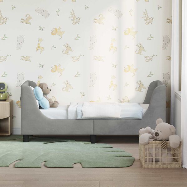 vidaXL Vaiki&scaron;ka Lovo Rėmas su Galvūgaliu &Scaron;viesiai pilka 70 x 140 cm