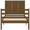 vidaXL Lovos rėmas su galvūgaliu, rudas, medienos masyvas, vienvietis