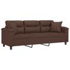 vidaXL Trivietė sofa su pagalvėmis, ruda, 180cm, dirbtinė oda