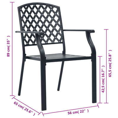 vidaXL Lauko kėdės, 4vnt., juodos spalvos, plienas, tinklinio dizaino