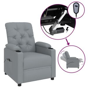 vidaXL Elektrinis atlo&scaron;iamas krėslas, &scaron;viesiai pilkos spalvos, audinys