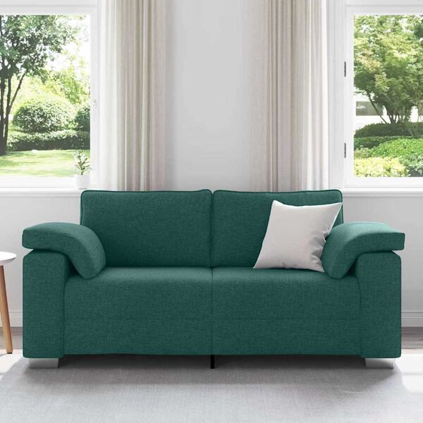 vidaXL Sofa 140cm Tamsiai žalia audinys