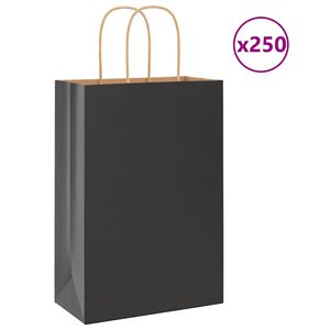 vidaXL Popieriniai mai&scaron;eliai 250vnt. su rankenomis, juodas, 21x11x31cm