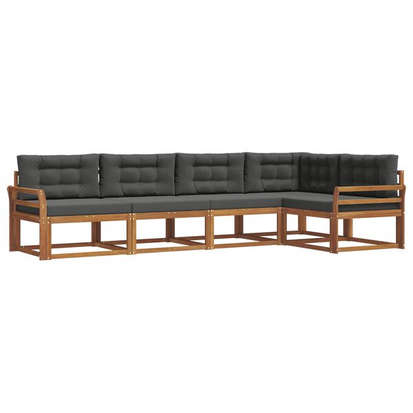 vidaXL Lauko sofos komplektas su pagalve 5 pcs Natūralus ir antracitas