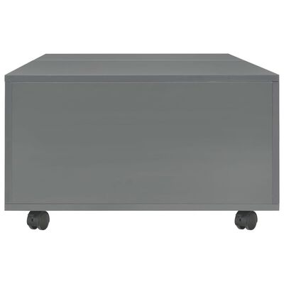 vidaXL Kavos staliukas, pilkos spalvos, 120x60x35 cm, labai blizgus