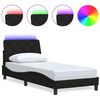 vidaXL Lovos rėmas su LED be čiužinio, juodas, 90x200 cm, audinys