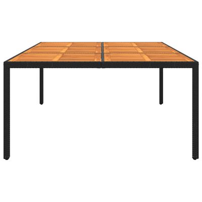 vidaXL Sodo stalas, juodas, 200x150x75cm, akacijos mediena/poliratanas
