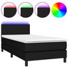 vidaXL Lova su spyruoklėmis/čiužiniu/LED, juoda, 100x200 cm, audinys