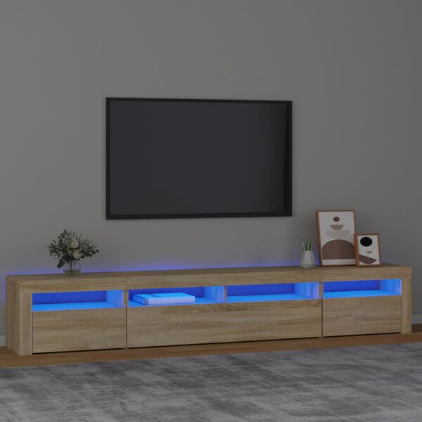 vidaXL Televizoriaus spintelė su LED apšvietimu, ąžuolo, 240x35x40cm