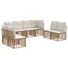 vidaXL Lauko sofos komplektas su pagalve 8 pcs Natūrali Poliesteris