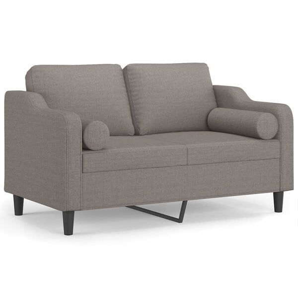 vidaXL Dvivietė sofa su pagalvėlėmis, taupe spalvos, 120cm, audinys