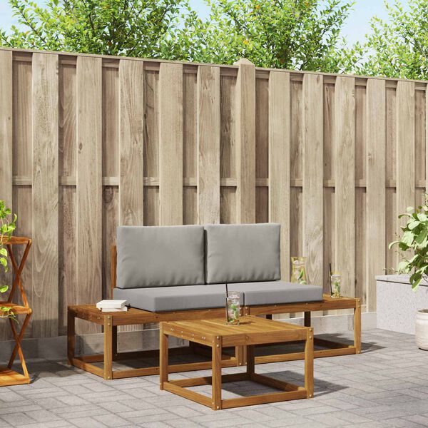 vidaXL Lauko sofos komplektas su pagalve 3 pcs Natūrali