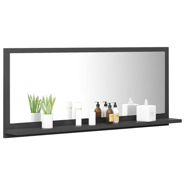 vidaXL Vonios kambario veidrodis, pilkos spalvos, 90x10,5x37cm, MDP