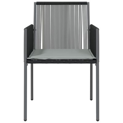 vidaXL Kėdės su pagalvėmis, 6vnt., juodos, 54x60,5x83,5cm, ratanas