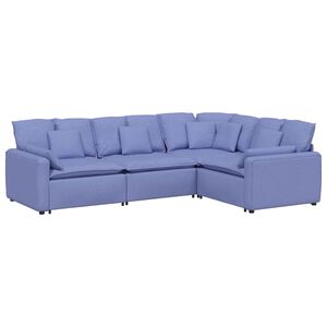 vidaXL Modulinė sofa su pagalvėlėmis, audinys, džinso mėlyna