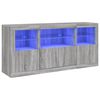 vidaXL &Scaron;oninė spintelė su LED lemputėmis, pilka ąžuolo, 142,5x37x67cm
