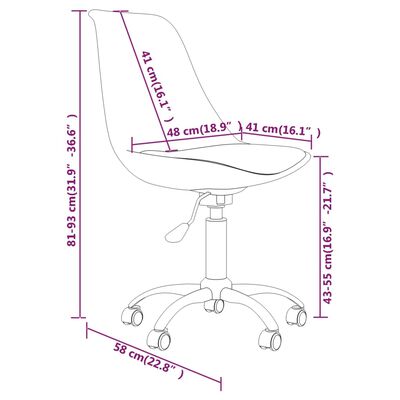 vidaXL Pasukamos valgomojo kėdės, 6vnt., violetinės spalvos, audinys