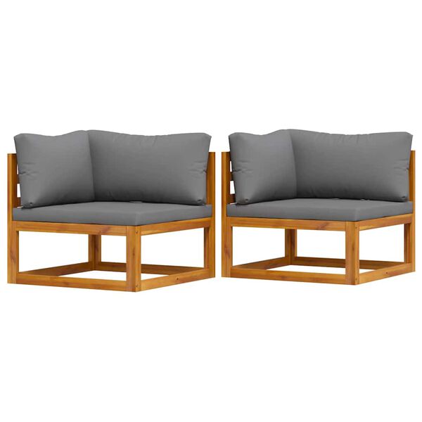 vidaXL Modulinės kampinės sofos su pagalvėmis, 2vnt., tamsiai pilkos