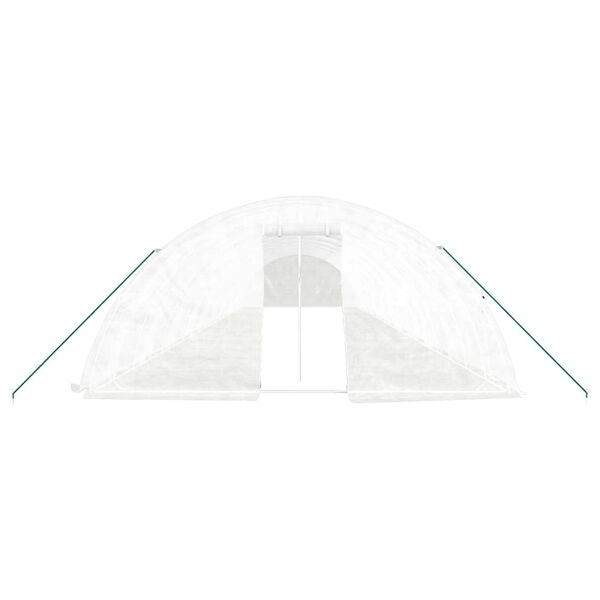 vidaXL &Scaron;iltnamis su plieno rėmu, baltos spalvos, 20x5x2,3m, 100m&sup2;