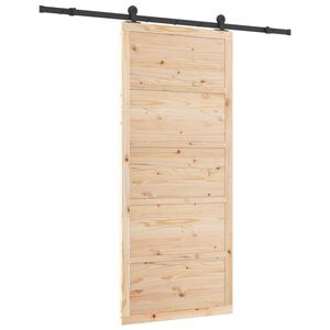 vidaXL Slankios durys 100 x 208 cm Pu&scaron;ies medienos masyvas Natūrali