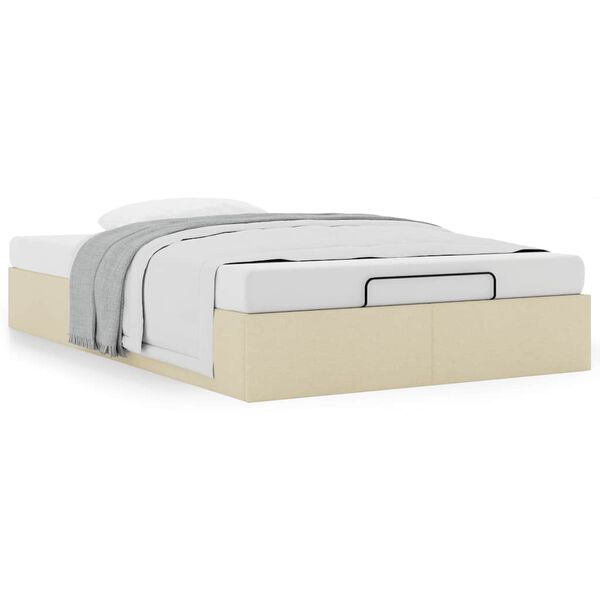 vidaXL Osmanų lovos rėmas be čiužinio, kreminis, 120x200cm, audinys