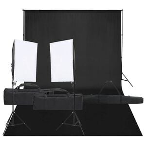 vidaXL Fotostudijos rinkinys su ap&scaron;vietimo rinkiniu ir fonu