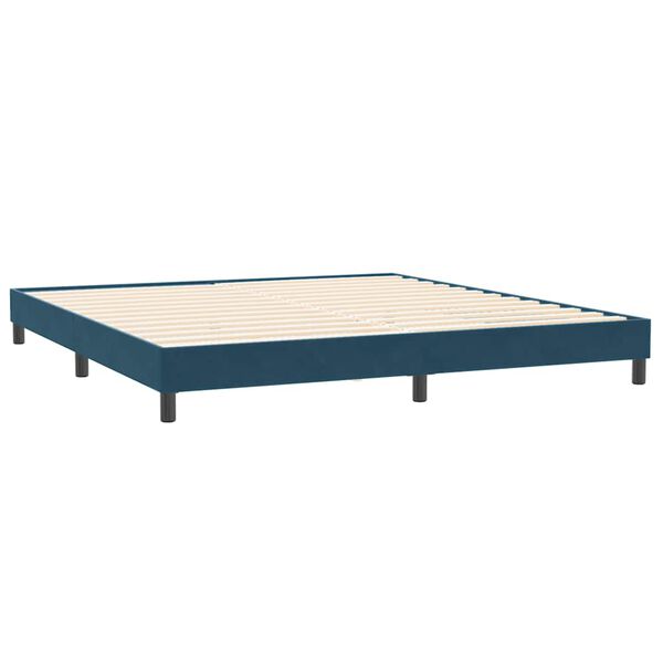vidaXL Box Spring Lova be čiužinio Tamsiai mėlyna 200x210 cm aksomas