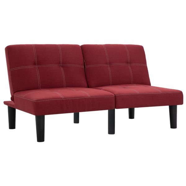 vidaXL Dvivietė sofa, raudonojo vyno spalvos, audinys