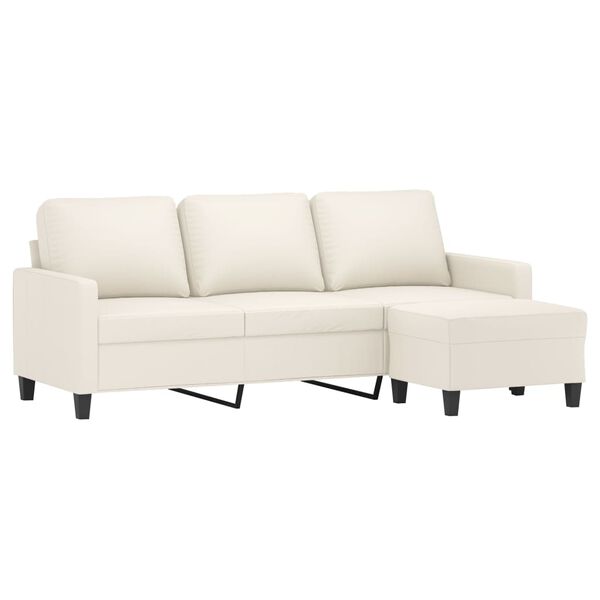 vidaXL Trivietė sofa su pakoja, kreminės spalvos, 180cm, dirbtinė oda