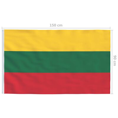 vidaXL Lietuvos vėliava su stiebu, aliuminis, 6,2m