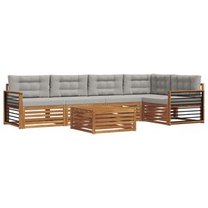 vidaXL Lauko sofos komplektas 6 pcs Natūrali ir &scaron;viesiai pilka