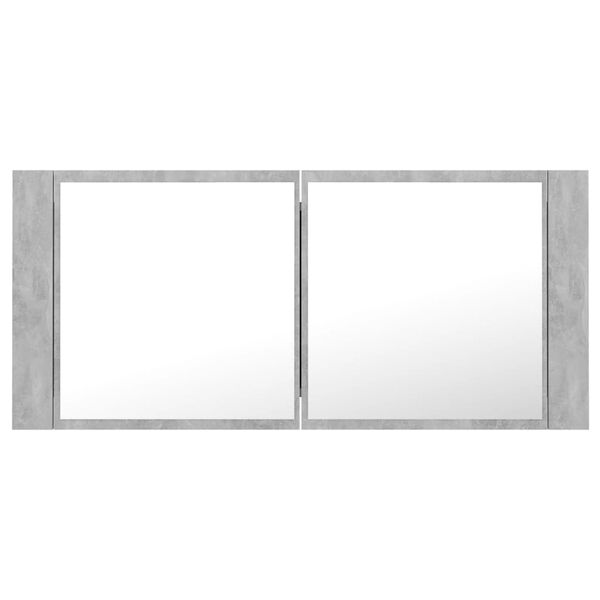 vidaXL Veidrodinė vonios spintelė su LED, betono, 100x12x45cm, akrilas