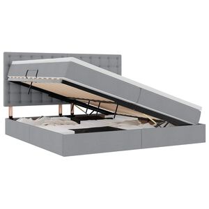 vidaXL Lova su daiktų laikymo vieta ir LED &Scaron;viesiai pilka 200 x 200 cm