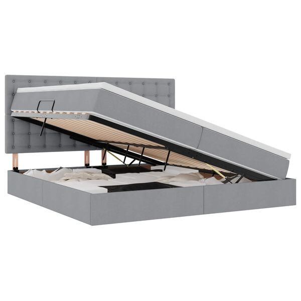 vidaXL Lova su daiktų laikymo vieta ir LED &Scaron;viesiai pilka 200 x 200 cm