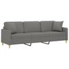 vidaXL Trivietė sofa su pagalvėmis, tamsiai pilka, 210cm, audinys