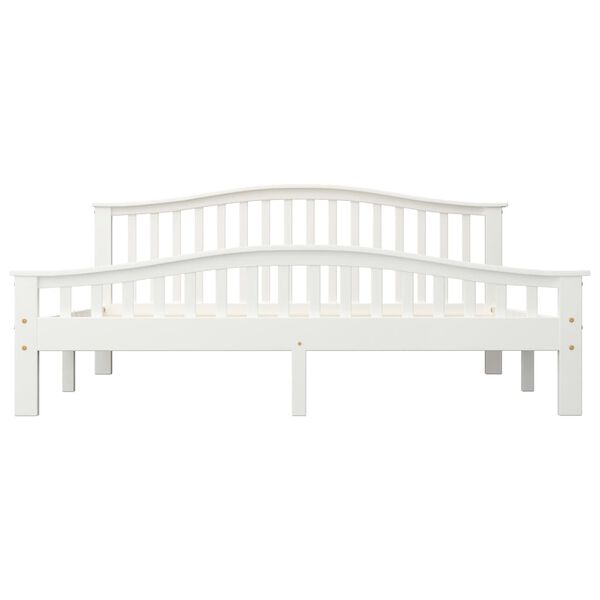 vidaXL Lovos rėmas su 4 stalčiais, baltas, 180x200cm, pušies masyvas