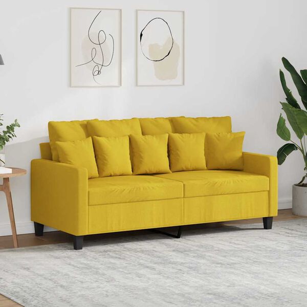 vidaXL Dvivietė sofa, &scaron;viesiai geltonos spalvos, 140cm, audinys