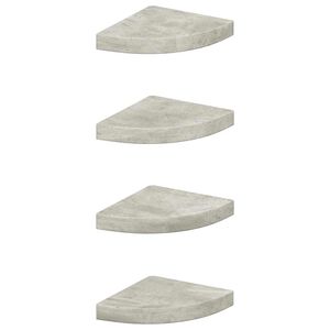 vidaXL Sieninės kampinės lentynos, 4vnt., pilkos, 25x25x3,8cm, MDF
